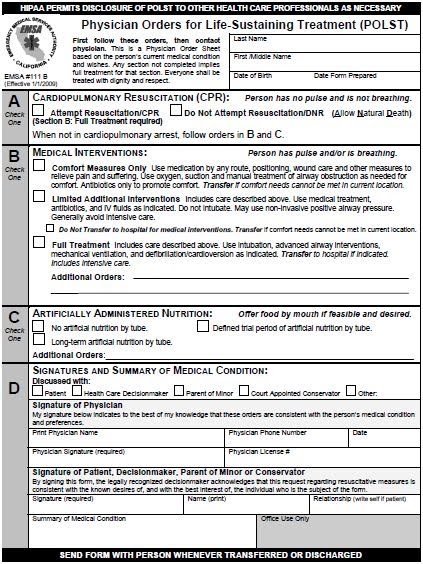 POLST: Standardizing End-of-Life Orders rather than Patient Communication