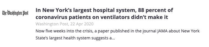 Updates in Prognosis for COVID: Is it really true that 88% of patients on ventilators don’t make it?