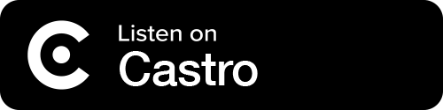Castro Button - Black background with icon and white sans-serif type